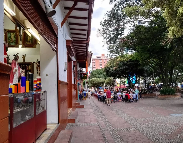 Arquitetura Colonial Típica Das Cidades Colombianas Parque Principal Sabaneta Antioquia — Fotografia de Stock