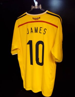 Yellow t-shirt of the Colombian soccer national team with the number 10 of the player James Rodriguez. clipart