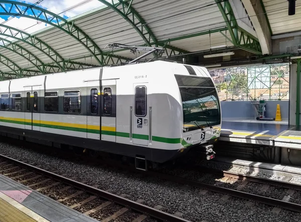 Részlet Metrót Jármű Medellin Metróállomás Kolumbia Megállt Egy Vár Utasok — Stock Fotó