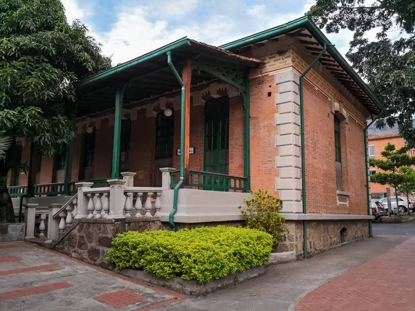Casa Colonial Tradicional Com Arquitetura Latina Espanhola Detalhe Estrutura Feita — Fotografia de Stock
