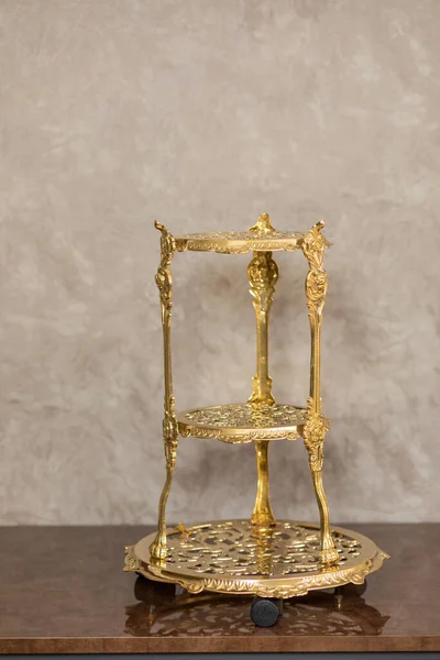 Luxus Goldenes Tablett Dekor Für Hause — Stockfoto