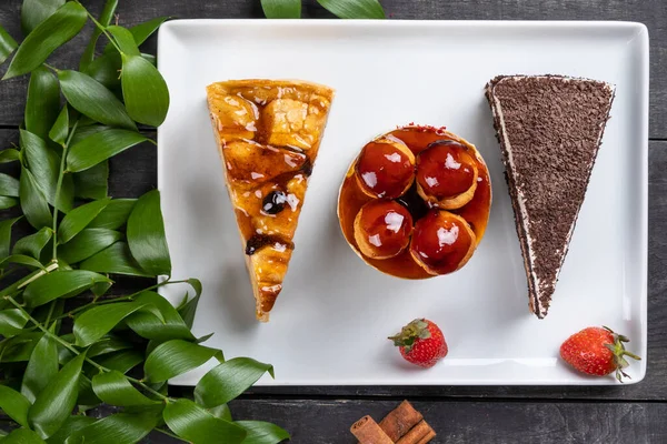 Красиві Шоколадні Торти Десерти Вид Зверху — стокове фото