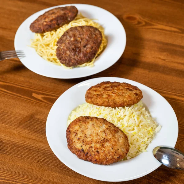 Beautiful Cutlet Pilaf Dish Close — Stock Photo, Image