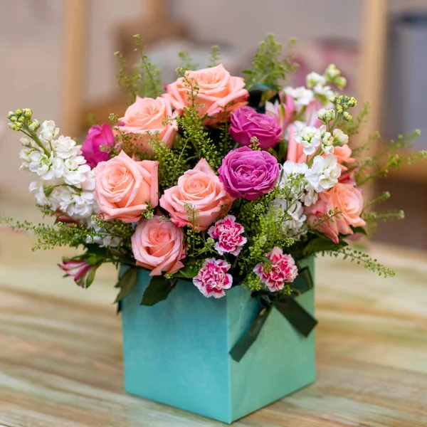 Beautiful Flower Bouquet Box — Stock Photo, Image