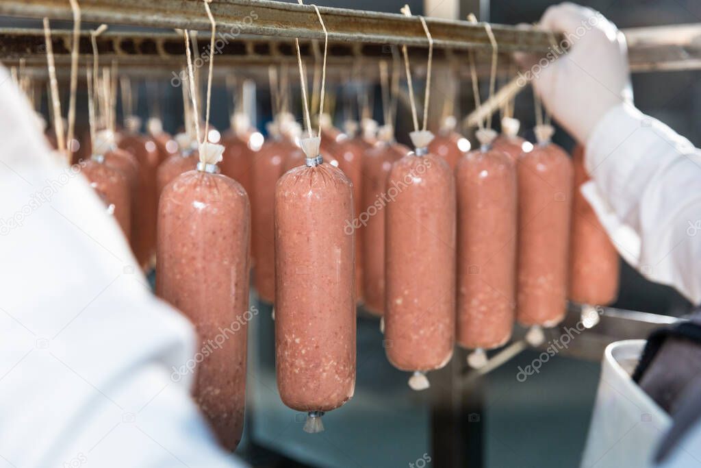 Making of Sausage, salami product, the meat industry