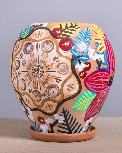 Colorful Hand Painted Pot — Stock Photo, Image