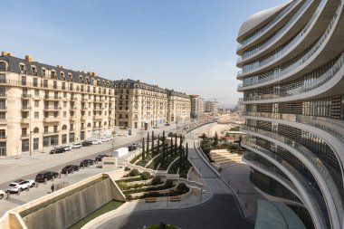 Bakü Beyaz Şehir Ofisi manzaralı. Bakü Beyaz Şehri modern dünyanın en büyük ve modern projelerinden biridir.