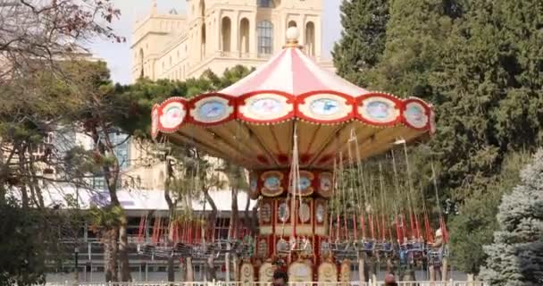Körhinta Vidámpark Típus Baku Városban — Stock videók