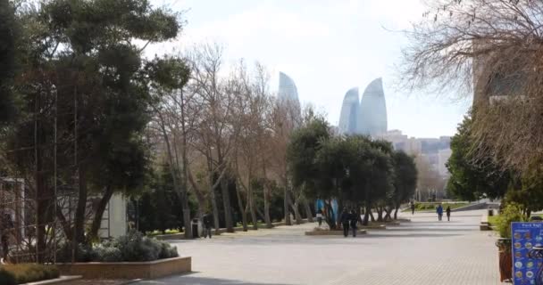 Azerbaiyán Bakú Bulevar Vista Mar — Vídeos de Stock
