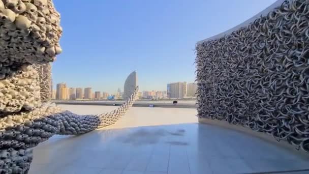 Pohled Město Baku Skrze Umělecká Díla — Stock video