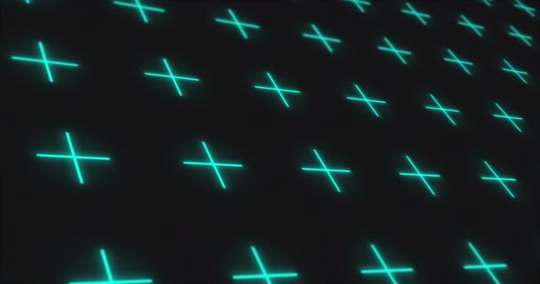Animierter Abstrakter Bewegungshintergrund Blaues Pluszeichen Leuchtet Dunkeln — Stockvideo