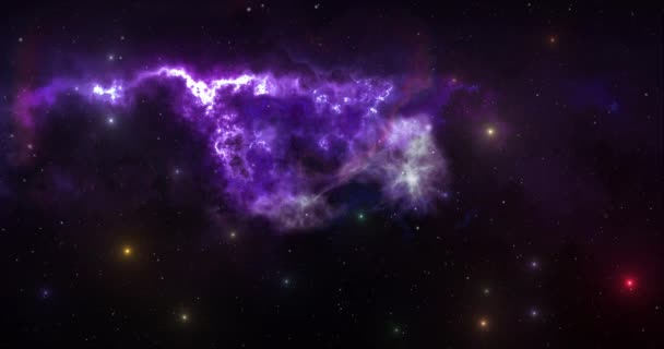 Realista Morado Vía Láctea Espacio Estrellas Movimiento Universo Cámara Lenta — Vídeos de Stock