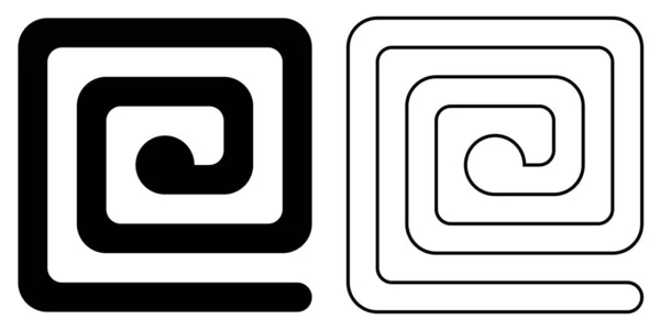 Rechteck Spiralsymbolvektor Isolierte Illustration Schwarz Weiß Version — Stockvektor