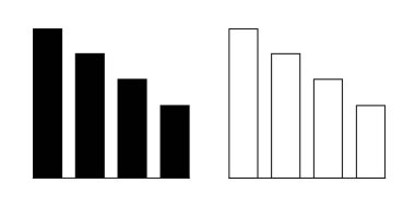 Grafik grafik doğrusal simge vektörü, siyah ve beyaz sürüm