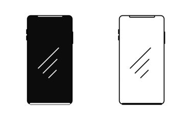Smartphone doğrusal simge vektörü, siyah ve beyaz sürümü