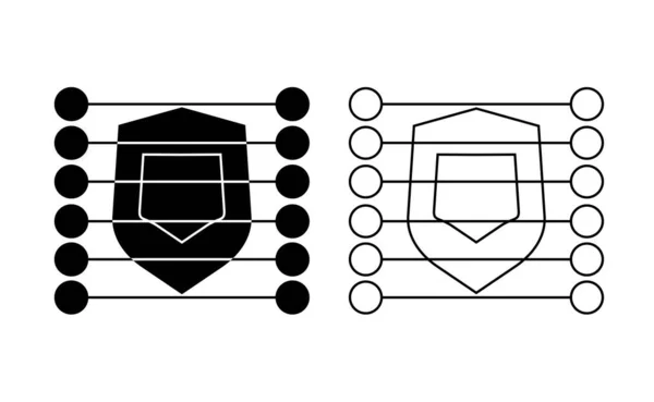 Unter Schutz Linearer Symbolvektor Schwarz Weiß Version — Stockvektor