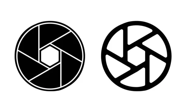 Linearer Symbolvektor Für Kameralinsen Schwarz Weiße Version — Stockvektor