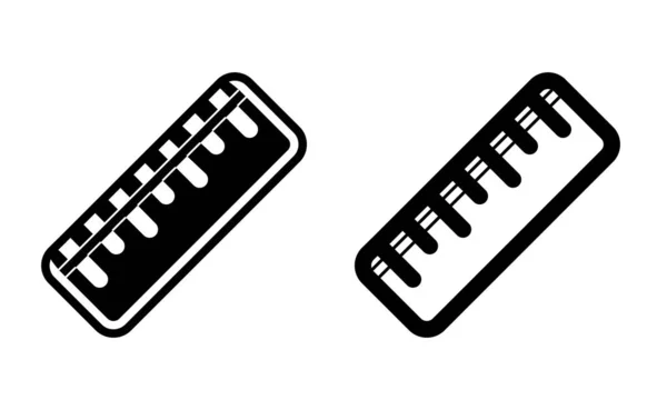 Ruler Linear Icon Vector Black White Version — Stock Vector