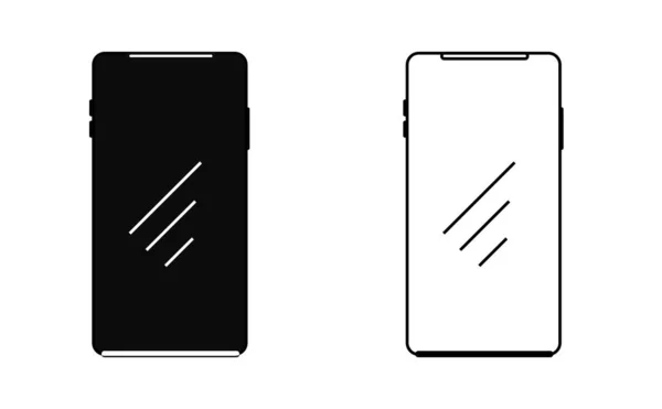 Linearer Smartphone Icon Vektor Schwarz Weiß Version — Stockvektor