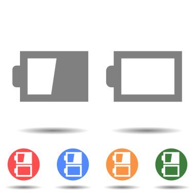 Yarım ve boş pil ikonu vektör logosu ve izole bir arkaplan