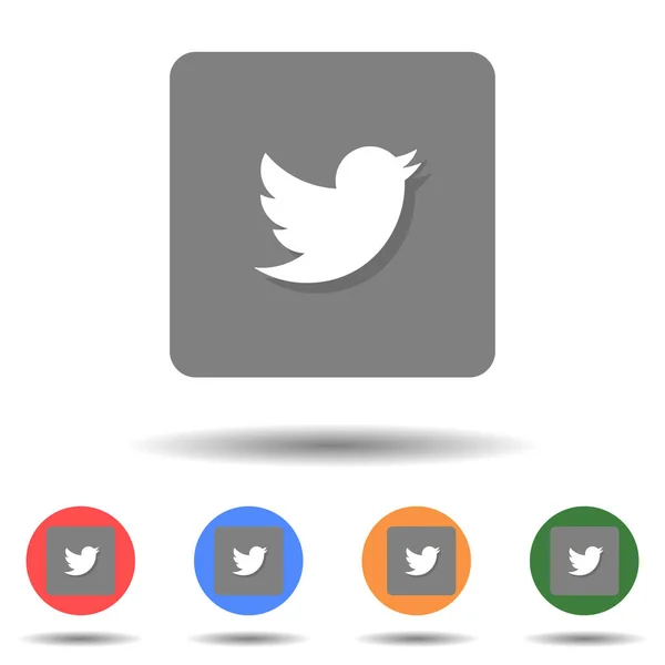 Flat Twitter Icoon Vector Logo Geïsoleerd Achtergrond — Stockvector