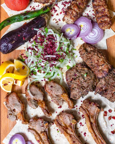 Lyulya Kebab Repas Viande Mouton Vue Dessus — Photo