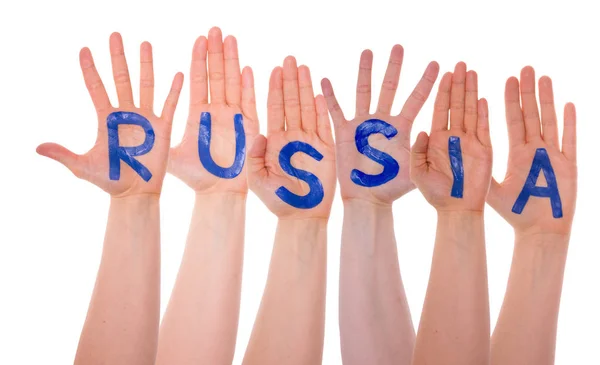 Hands With Russia, Isolated — Stock Photo, Image