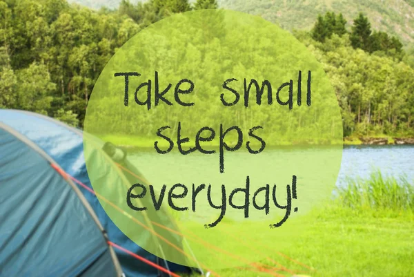 Lake Camping, Quote Take Small Steps Everyday — Stock Photo, Image
