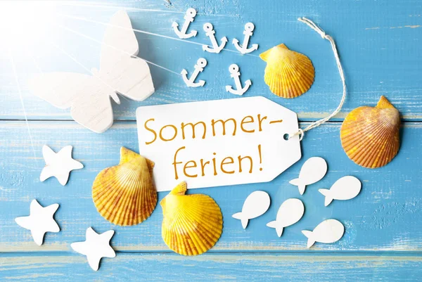 Sunny Greeting Card With Sommerferien Means Summer Holidays — Stock Photo, Image