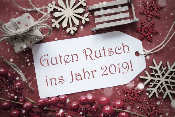 크리스마스 장식, 라벨으로 Guten Rutsch 2019 의미 새 해 — 스톡 사진