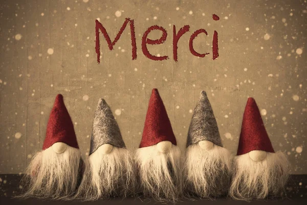 Noël Gnomes, flocons de neige, Merci signifie merci — Photo