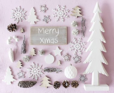 Noel dekorasyon, düz Lay, metin neşeli Noel