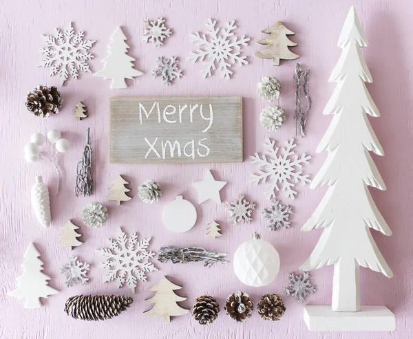 Vánoční dekorace, plochý Lay, Text Merry Xmas — Stock fotografie