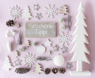Noel dekorasyon, düz Lay, Geschenk Tipp hediye ipucu anlamına gelir.