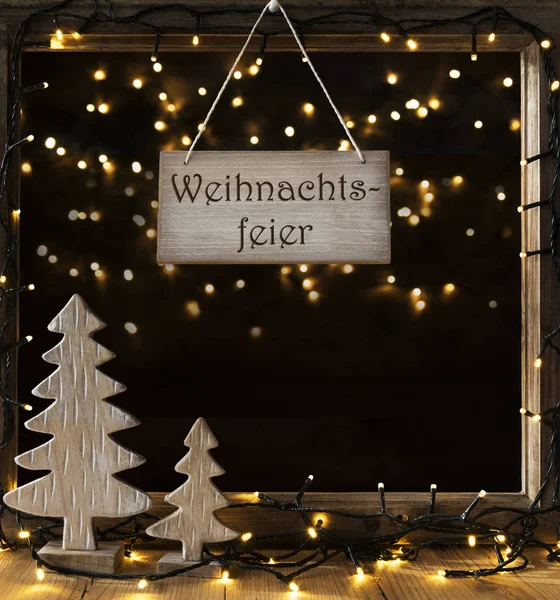 Window, Lights In Night, Weihnachtsfeier Means Christmas Party — Stock Photo, Image