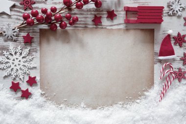 Beyaz Noel düz Lay, kağıt kopya alanı, kar ile