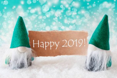 Bokeh arka plan ışıltılı gezinti cüceler 2019, kart, mutlu ile