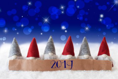 Cüceler, mavi arka plan parlayan, Bokeh, yıldız, metin 2019