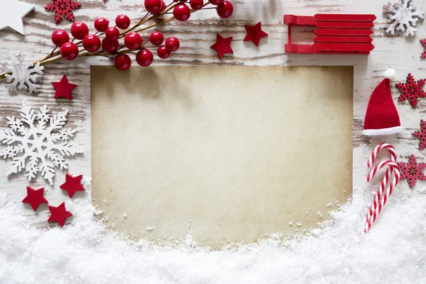 Noel düz Lay beyaz, kahverengi kağıt kopya alanı ile — Stok fotoğraf