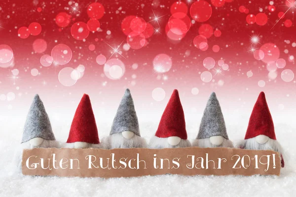 Ξωτικά, κόκκινο Bokeh, αστέρια, εξερευνητικό 2019 Rutsch σημαίνει Πρωτοχρονιά — Φωτογραφία Αρχείου