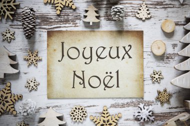 Rustik Noel dekorasyonu, kağıt, Joyeux Noel anlamına gelir mutlu Noeller