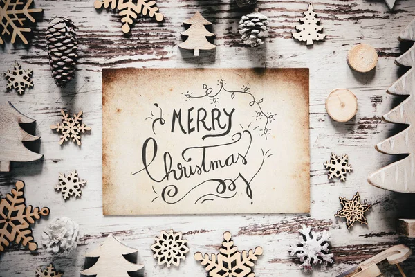 Natale nostalgico Decorazione, Carta, Calligrafia Buon Natale — Foto Stock