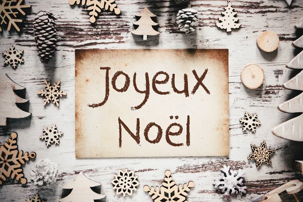 Nostalgic Christmas Decoration, Paper, Joyeux Noel Means Merry Christmas — Stock Photo, Image