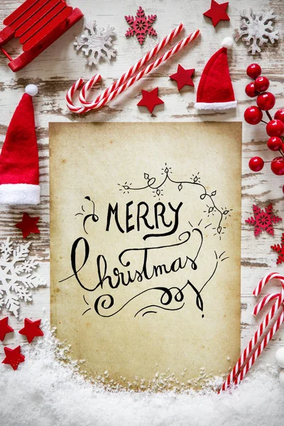 Helles Weihnachtsflach legen, Schnee, Kalligraphie frohe Weihnachten — Stockfoto