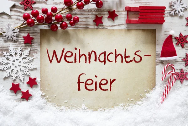 Red Christmas decoratie, sneeuw, Weihnachtsfeier: Kerstmis partij — Stockfoto