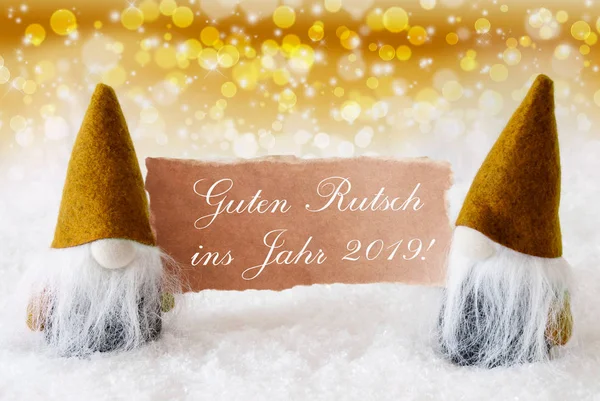 Χρυσή καλικάτζαρων με κάρτα, Guter Rutsch σημαίνει νέο έτος 2019 — Φωτογραφία Αρχείου