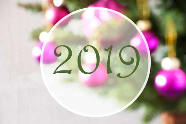 Bolas borrosas, Cuarzo rosa, Texto 2019, Árbol de Navidad —  Fotos de Stock