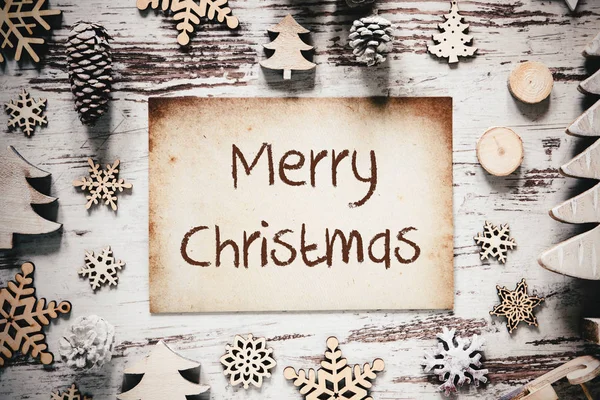 Nostalgické vánoční dekorace, papír, Text Veselé Vánoce — Stock fotografie