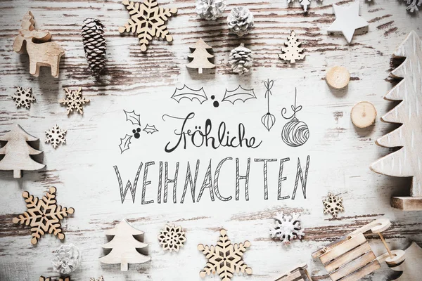 Decoratie, kalligrafie Froehliche Weihnachten betekent vrolijk kerstfeest — Stockfoto