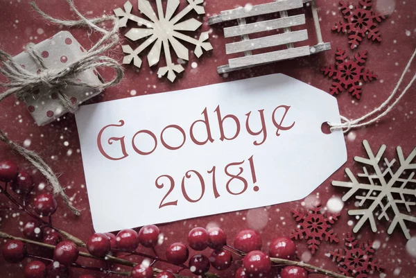 Ностальгическое рождественское украшение, этикетка с надписью "До свидания, 2018" — стоковое фото